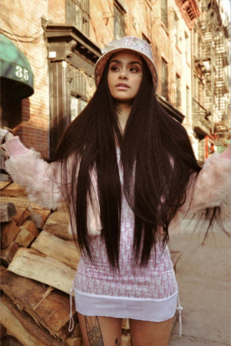 Kehlani, R&B artist, sunlit urban alleyway, SD Phone Wallpaper