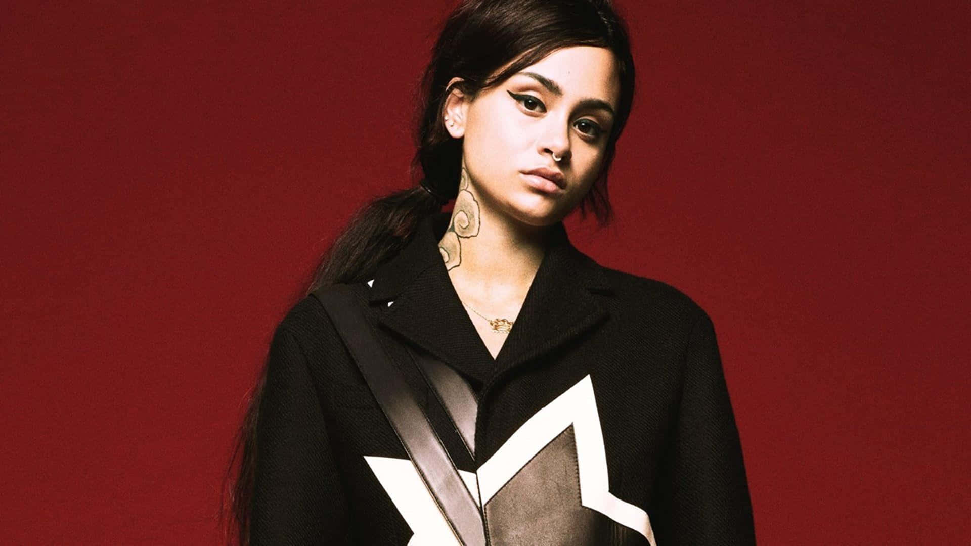 Kehlani, pink outfit, deep red backdrop, Full HD Desktop Wallpaper