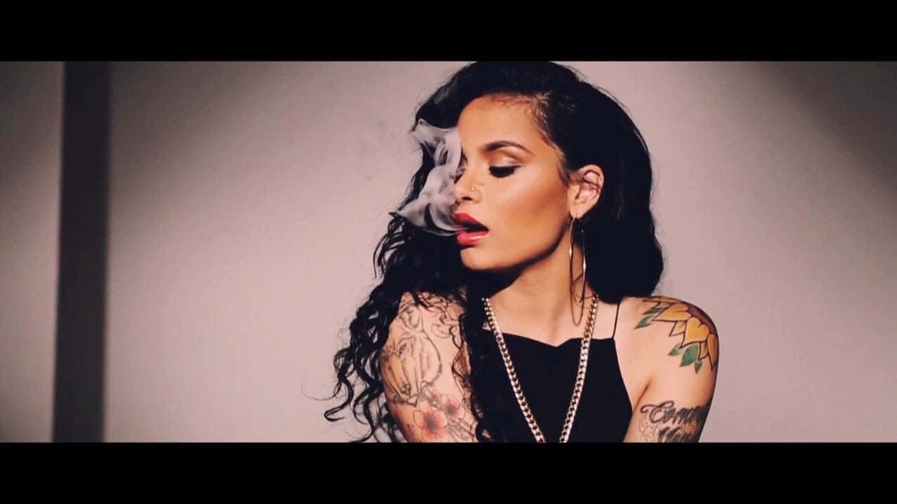 Kehlani, dark curly hair, tattoos, HD Desktop Wallpaper