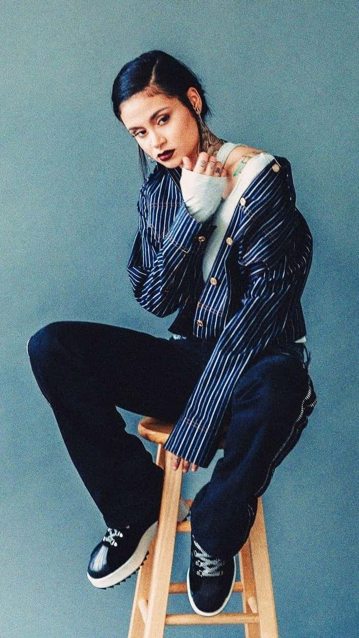 Kehlani, pinstripe jacket, chunky sneakers, SD Phone Wallpaper