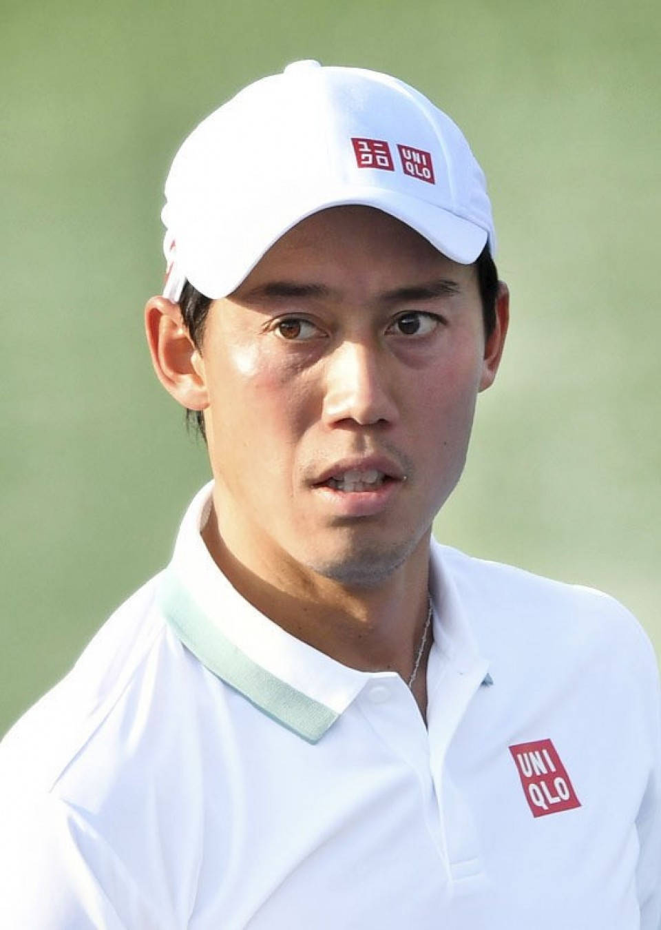 Kei Nishikori, white Uniqlo cap, polo shirt, HD Phone Wallpaper