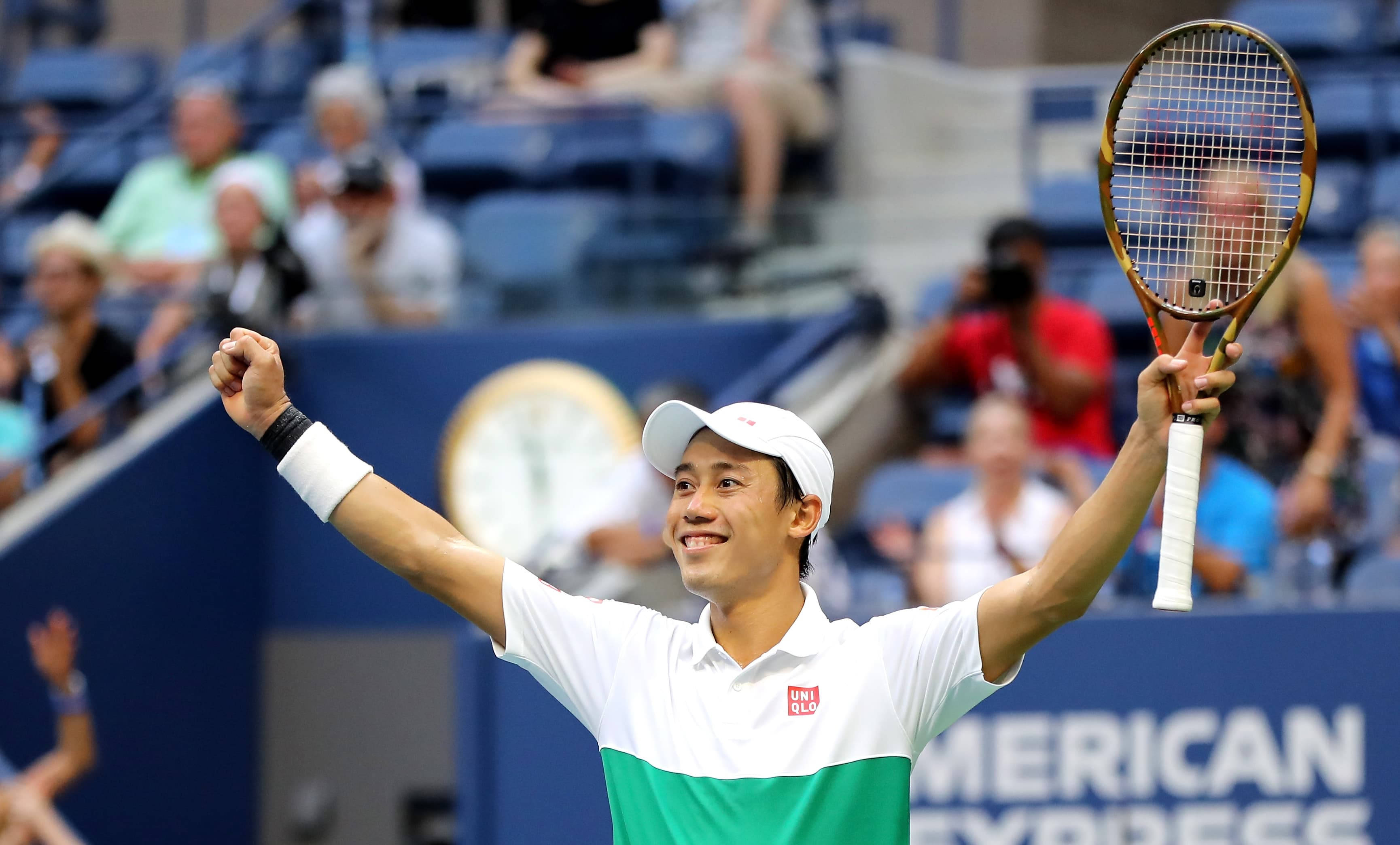 Kei Nishikori, tennis player, sunlit court, 2K Desktop Wallpaper