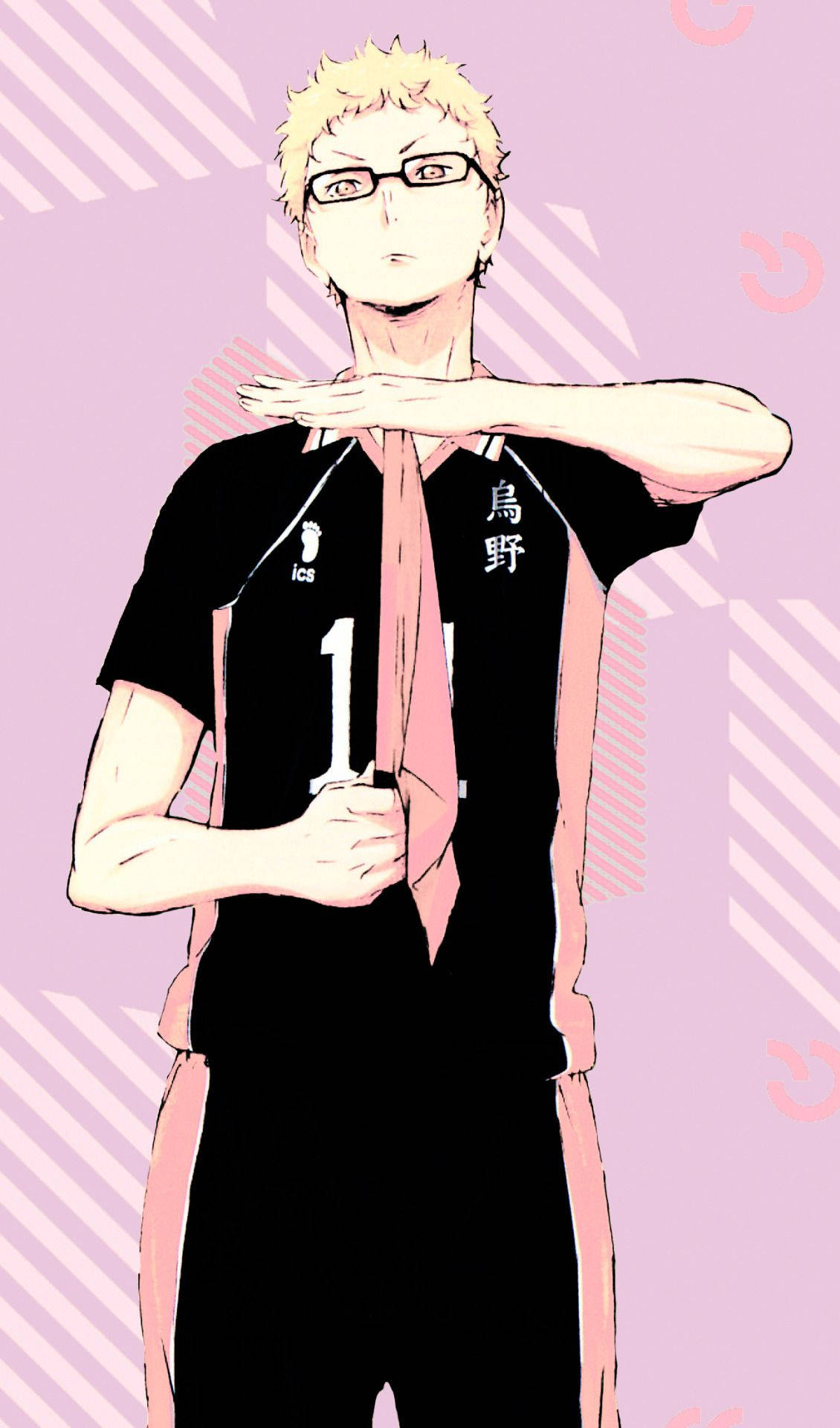 Kei Tsukishima, spiky blonde hair, glasses, Full HD Phone Wallpaper
