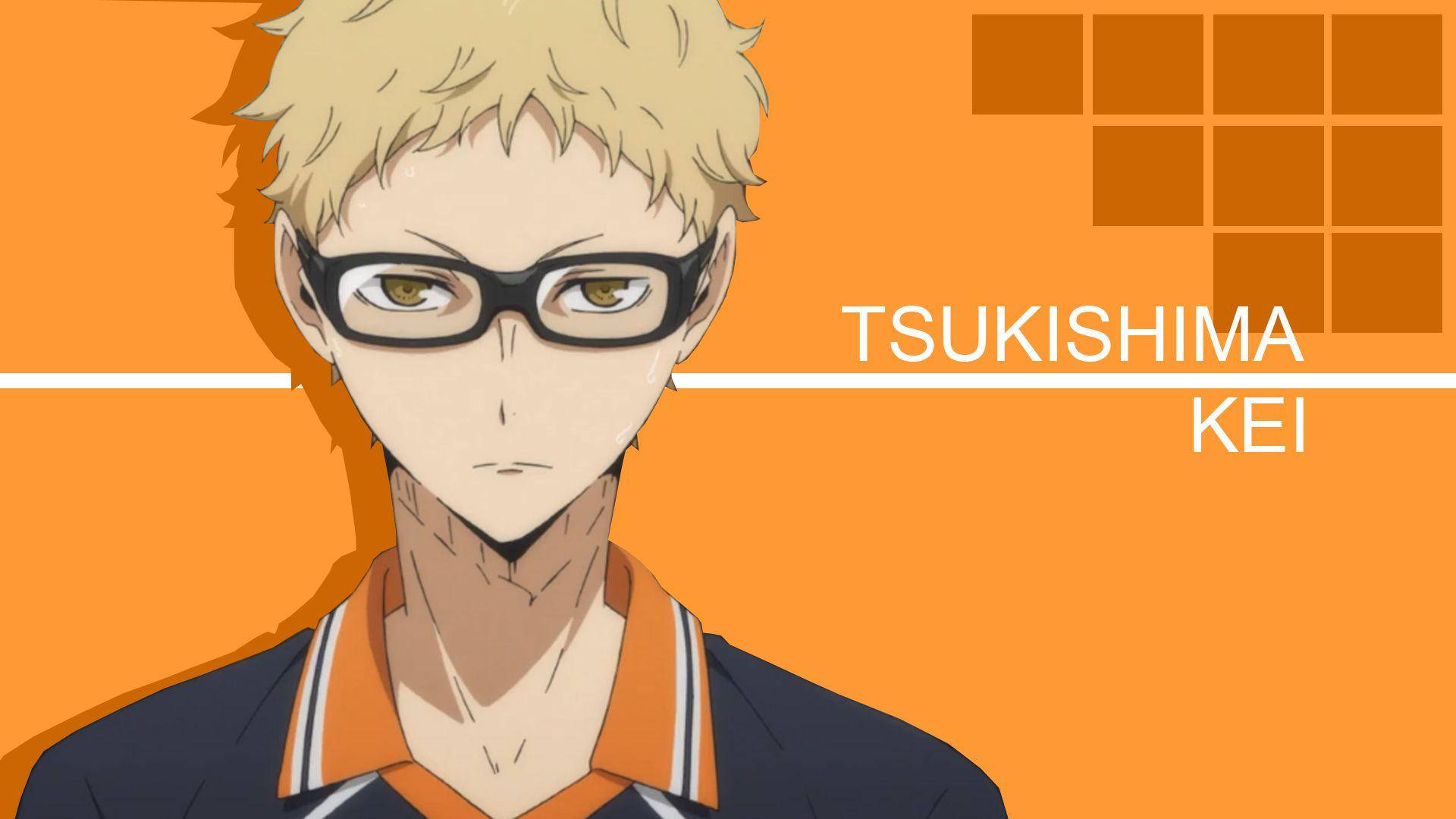 Kei Tsukishima, blonde hair, glasses, Full HD Desktop Wallpaper