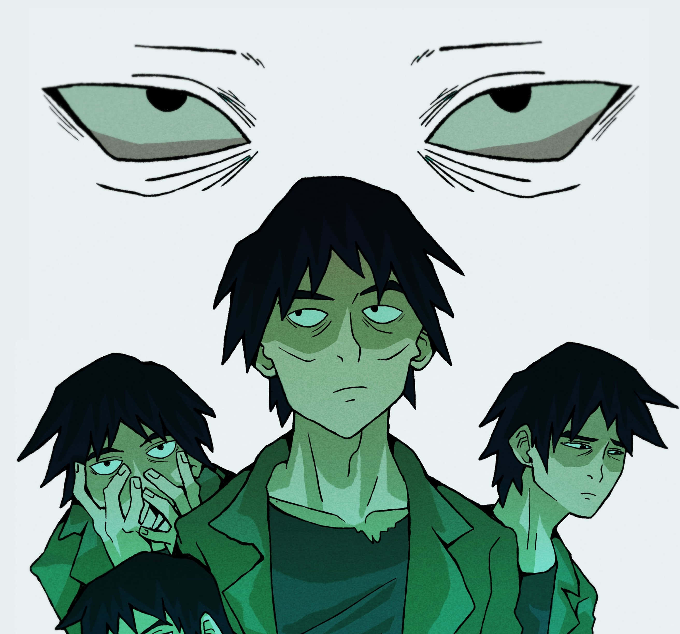 Keiji Mogami, green-skinned, intense eyes, 2K Desktop Wallpaper