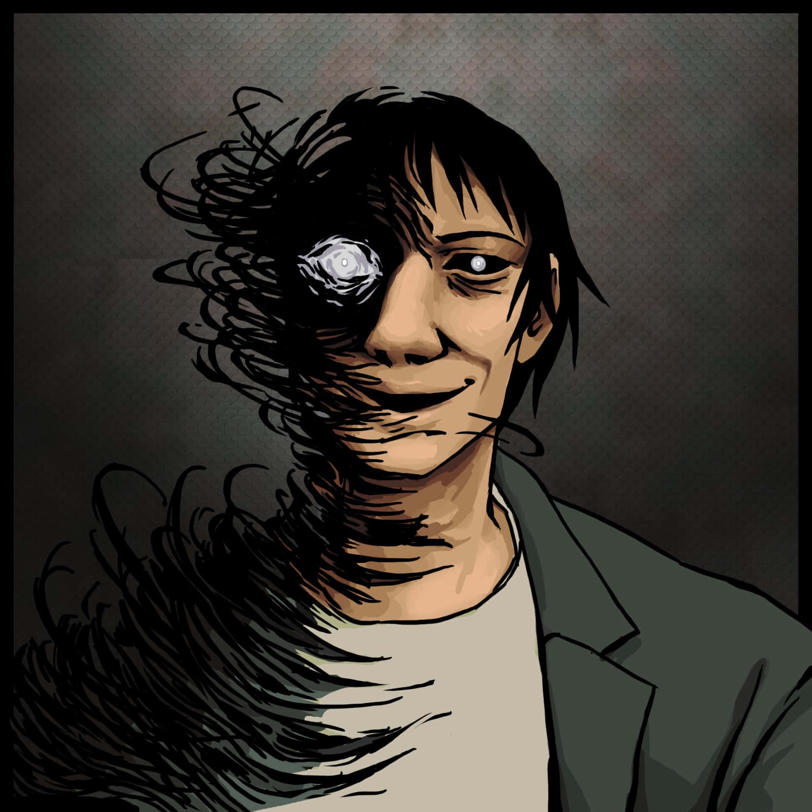 Keiji Mogami, glowing eye, swirling black tendrils, HD Desktop Wallpaper