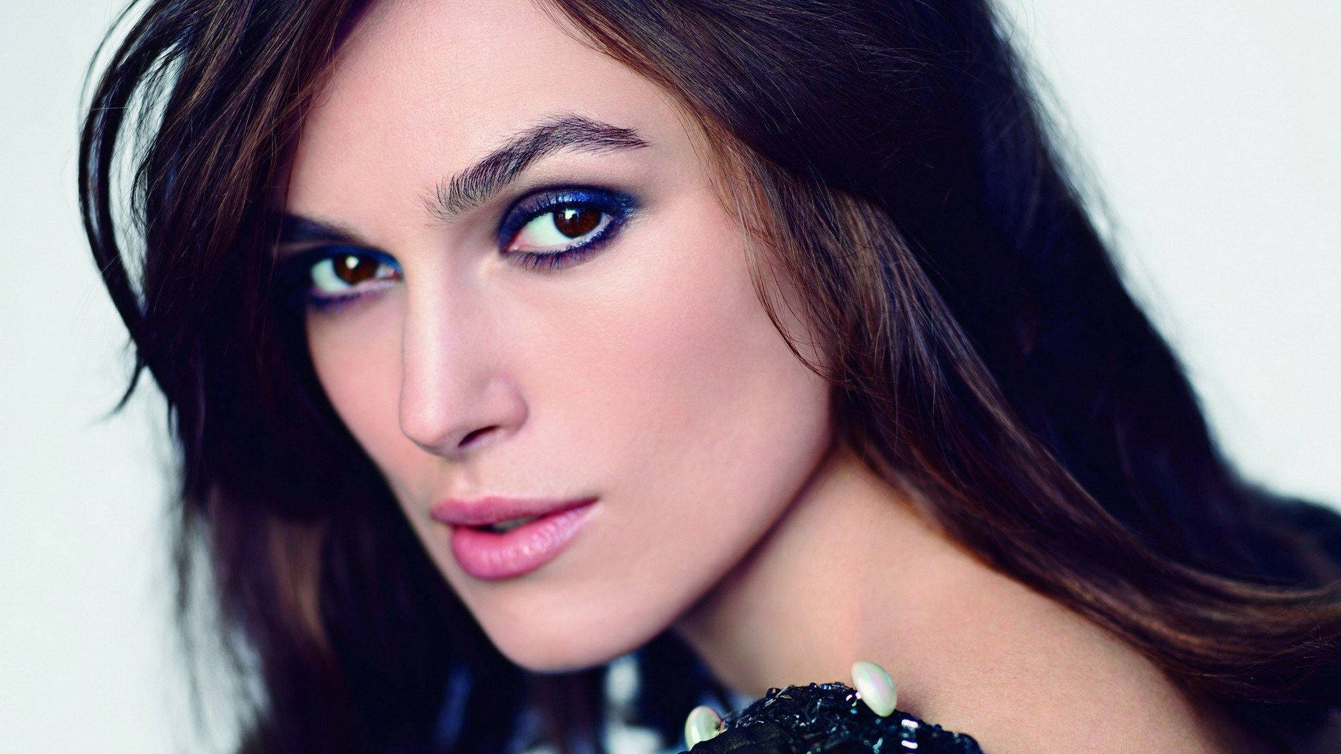 Keira Knightley, brunette, close-up, Full HD Desktop Wallpaper