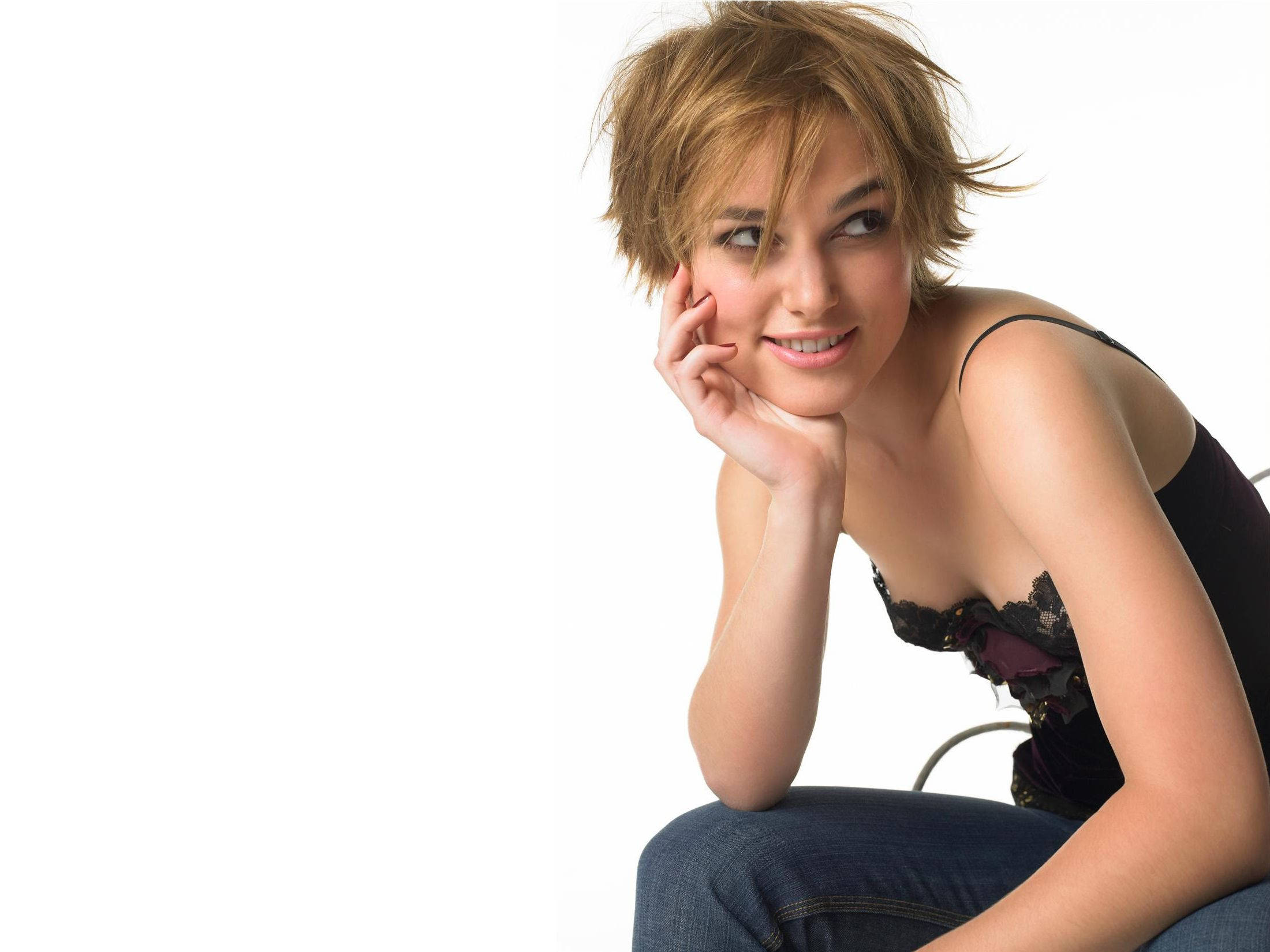 Keira Knightley, pixie hair, short tousled hair, Full HD Desktop Wallpaper