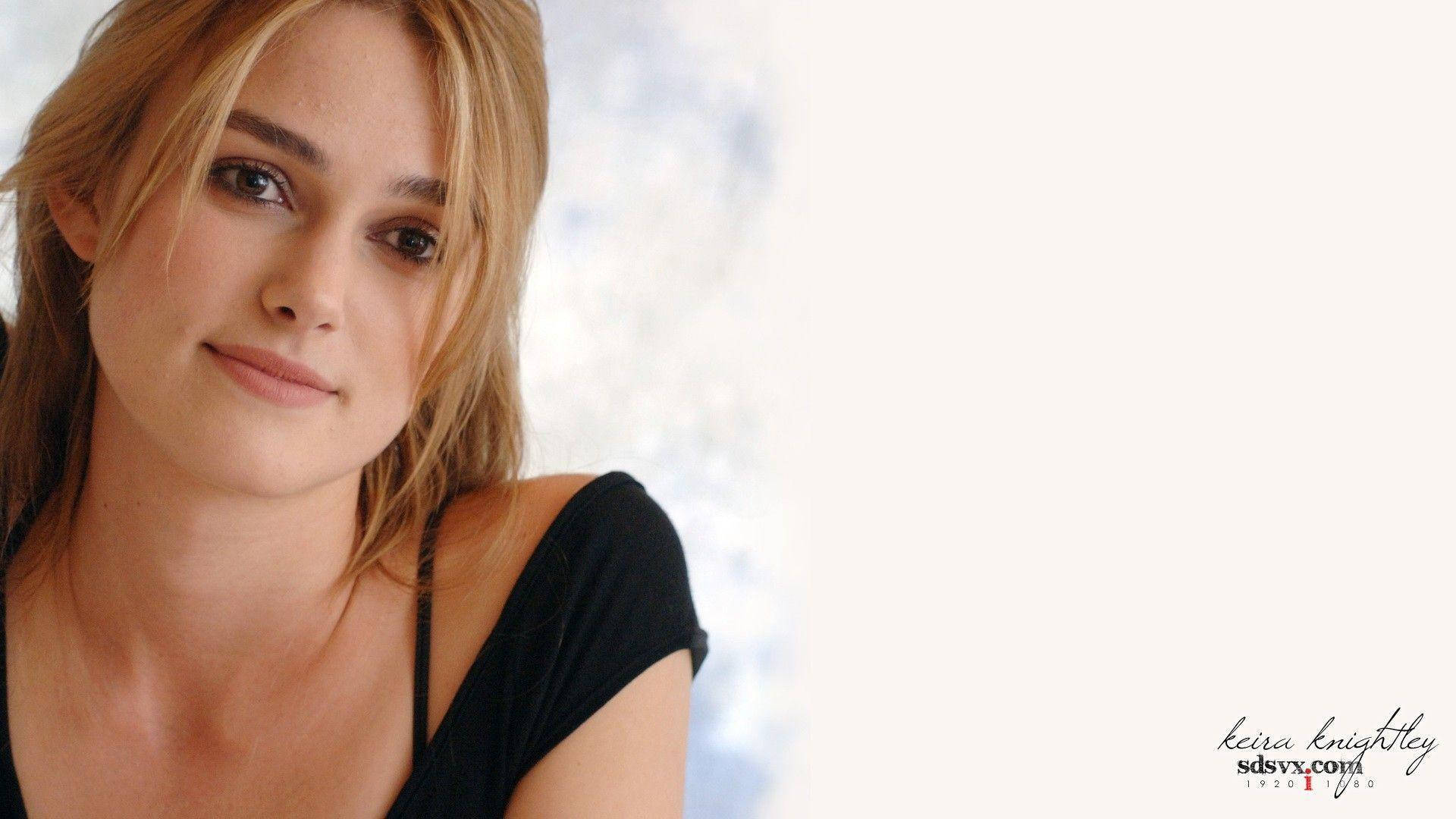 Keira Knightley, blonde hair, black top, Full HD Desktop Wallpaper