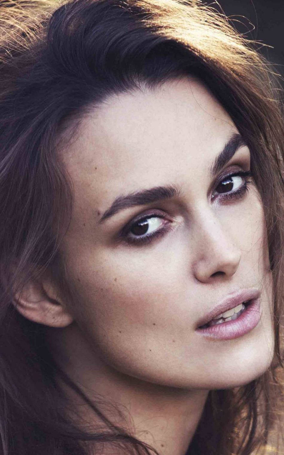 Keira Knightley, dark hair, intense gaze, HD Phone Wallpaper