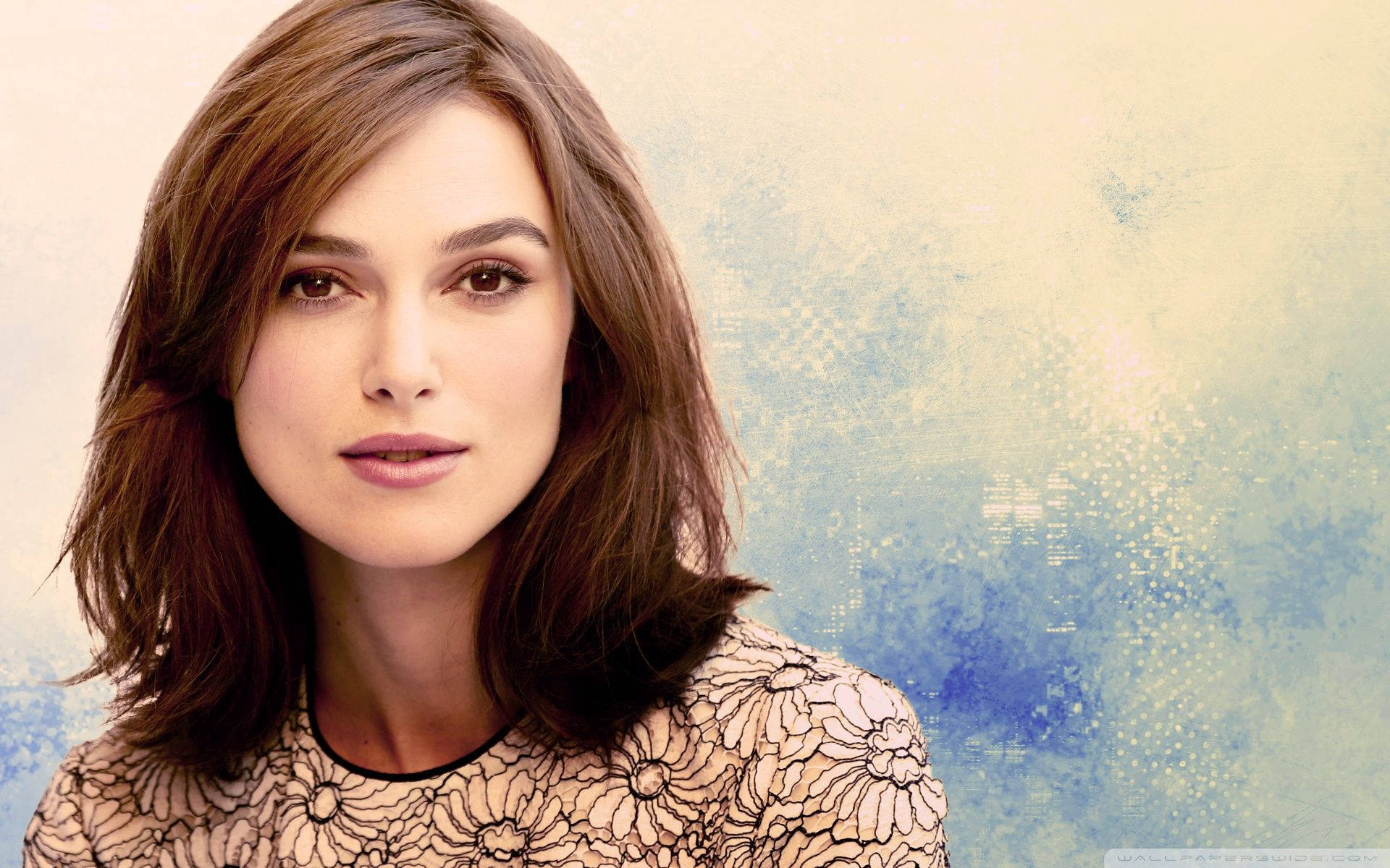 Keira Knightley, beige top, floral top, Full HD Desktop Wallpaper