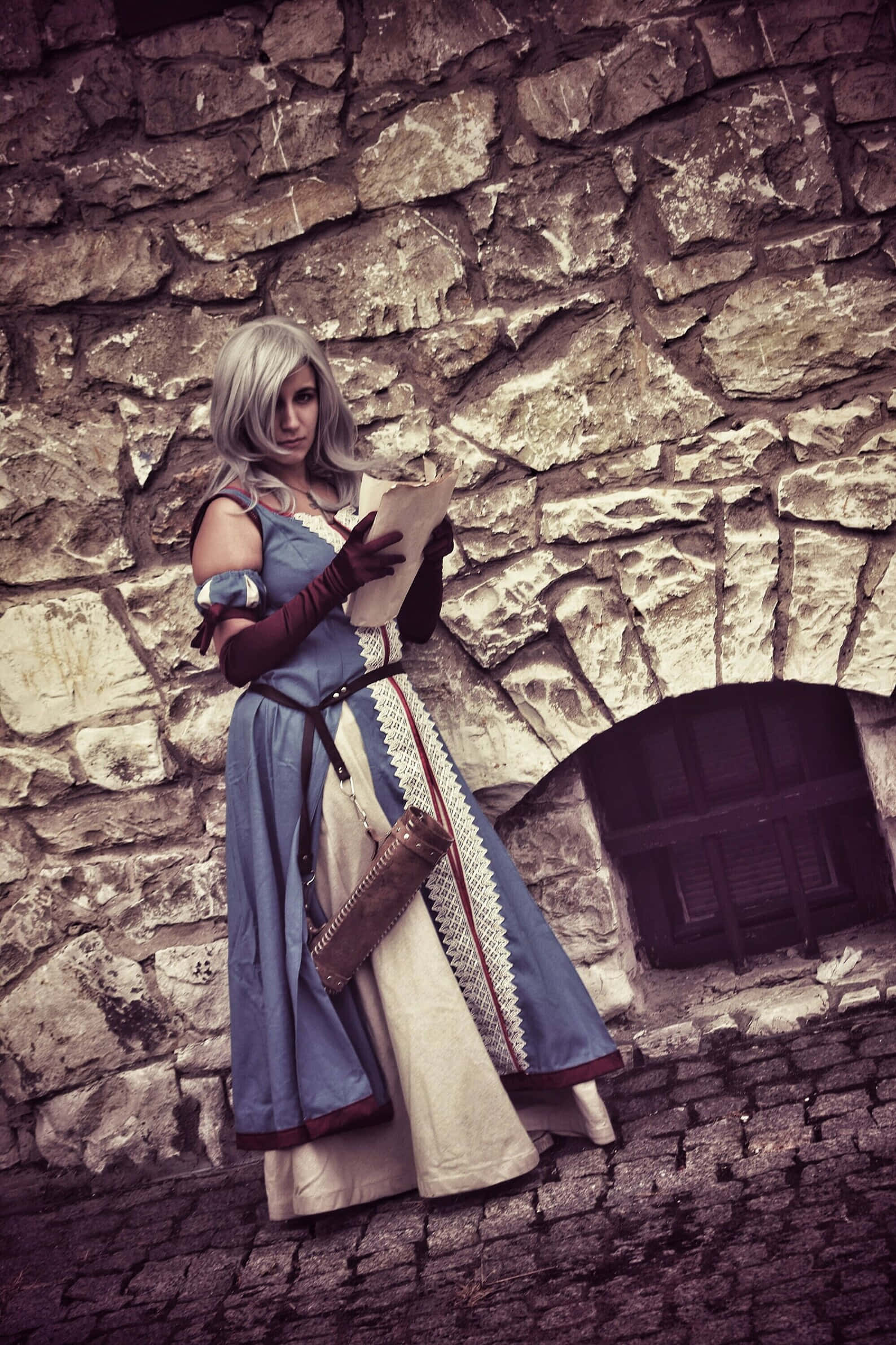 Keira Metz, medieval fantasy cosplay, weathered stone wall, Full HD Phone Wallpaper