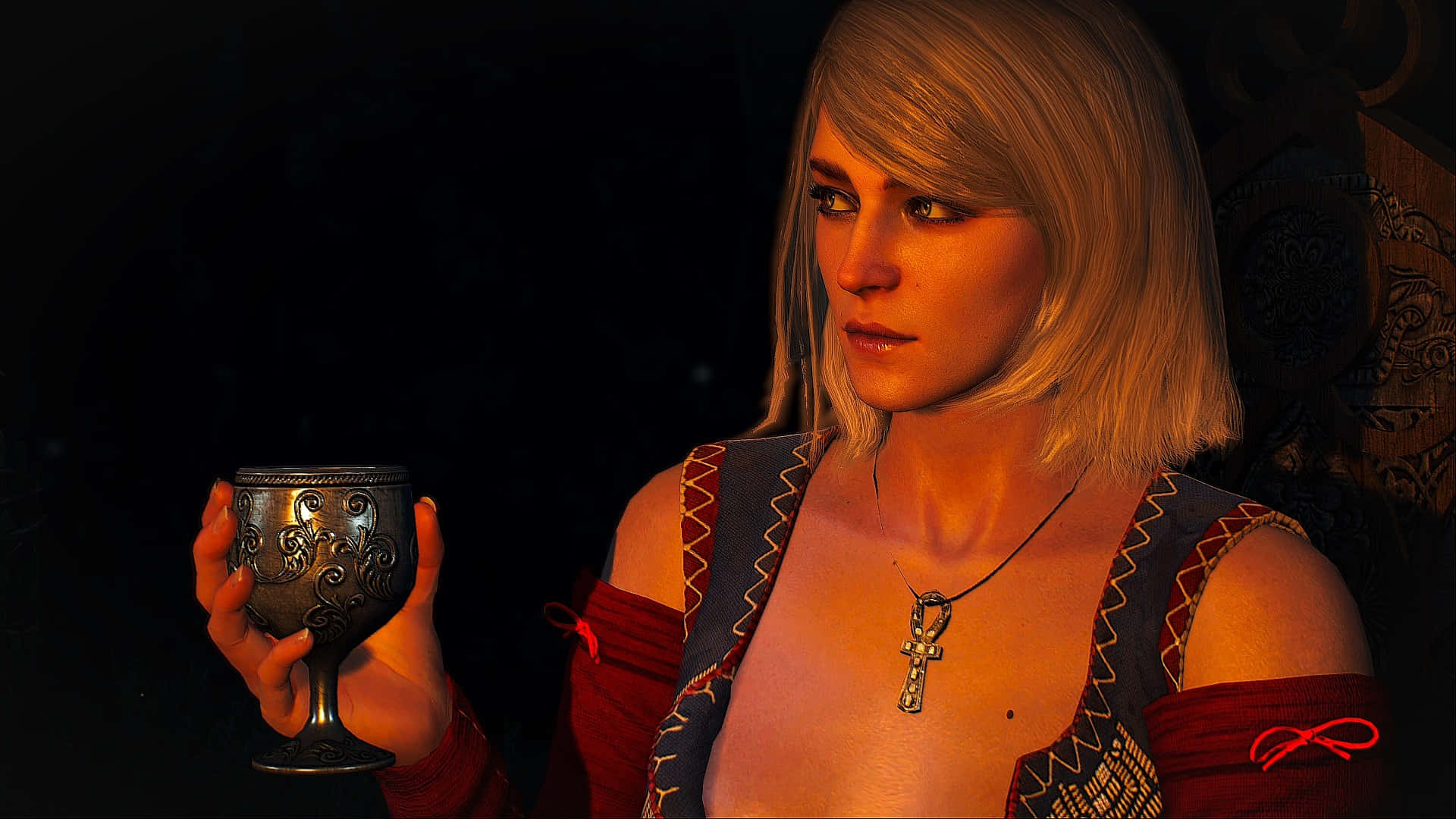 Keira Metz, chalice, medieval-style attire, Full HD Desktop Wallpaper
