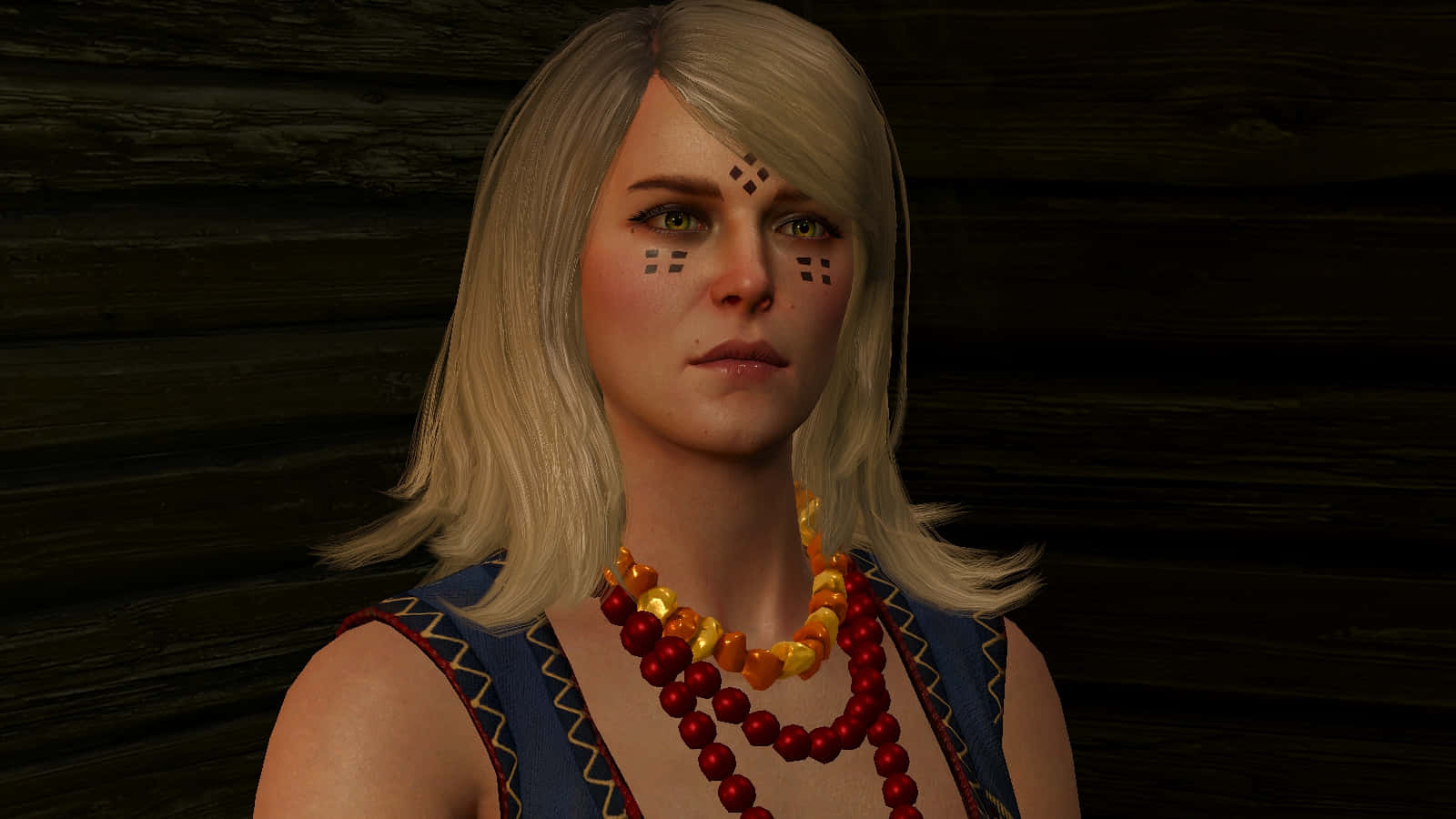 Keira Metz, blonde woman, geometric face paint, HD Desktop Wallpaper