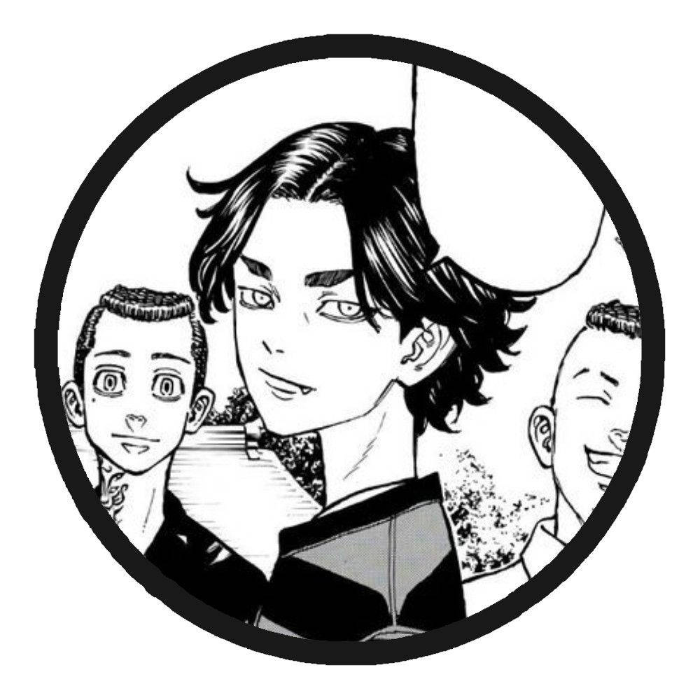 Keisuke Baji, black and white, circular anime portrait, SD Desktop Wallpaper