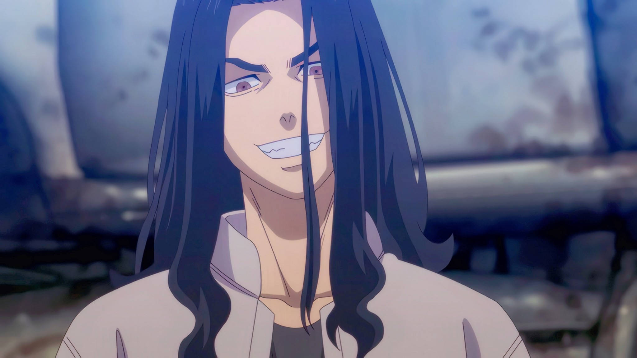 Keisuke Baji, long dark hair, mischievous grin, Full HD Desktop Wallpaper
