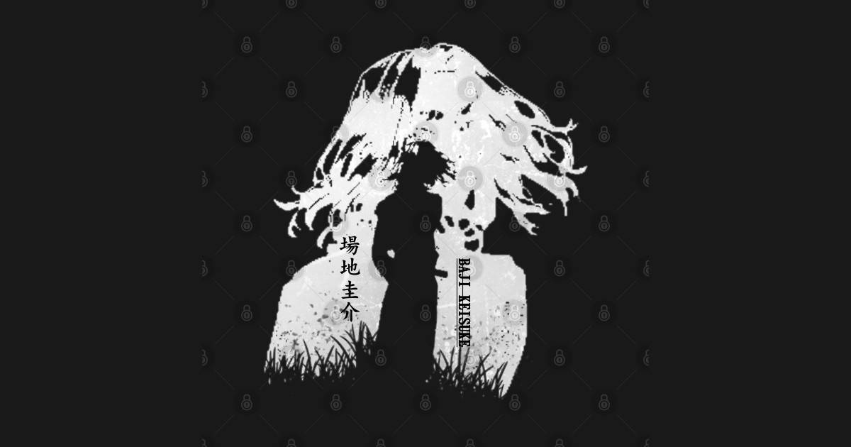 Keisuke Baji, black and white silhouette, wild hair, SD Desktop Wallpaper
