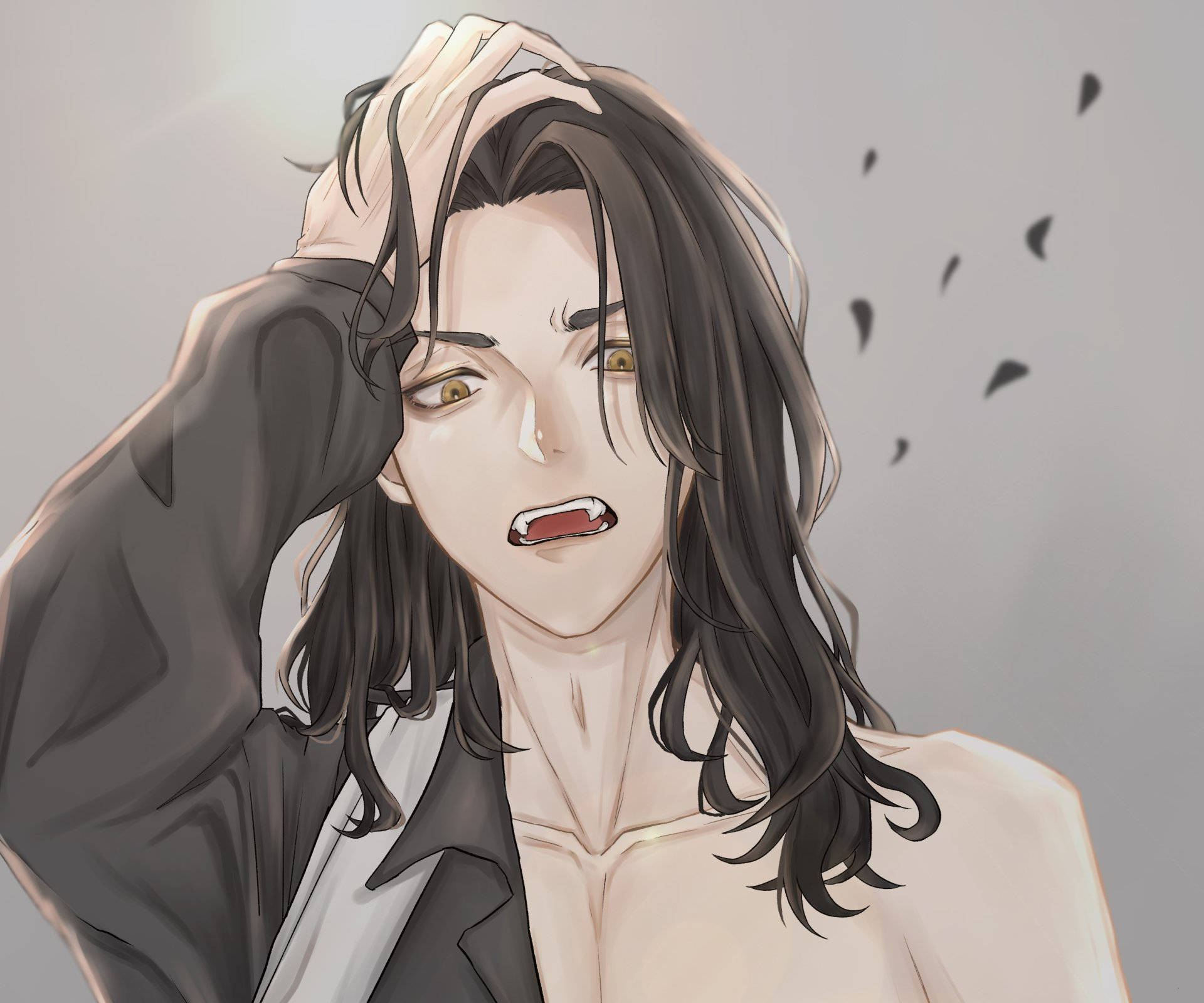 Keisuke Baji, long dark hair, fangs, Full HD Desktop Wallpaper