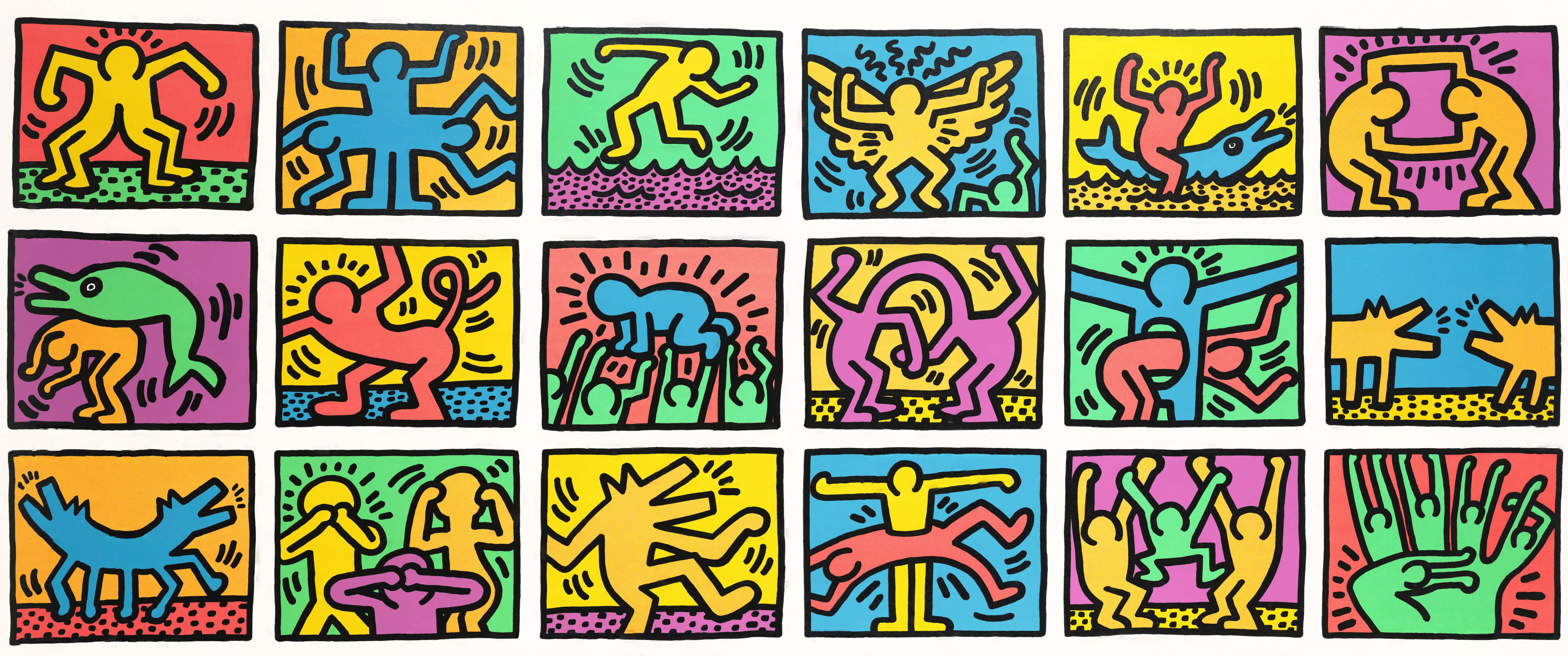 Keith Haring, pop art, bold colors, 5K Desktop Wallpaper
