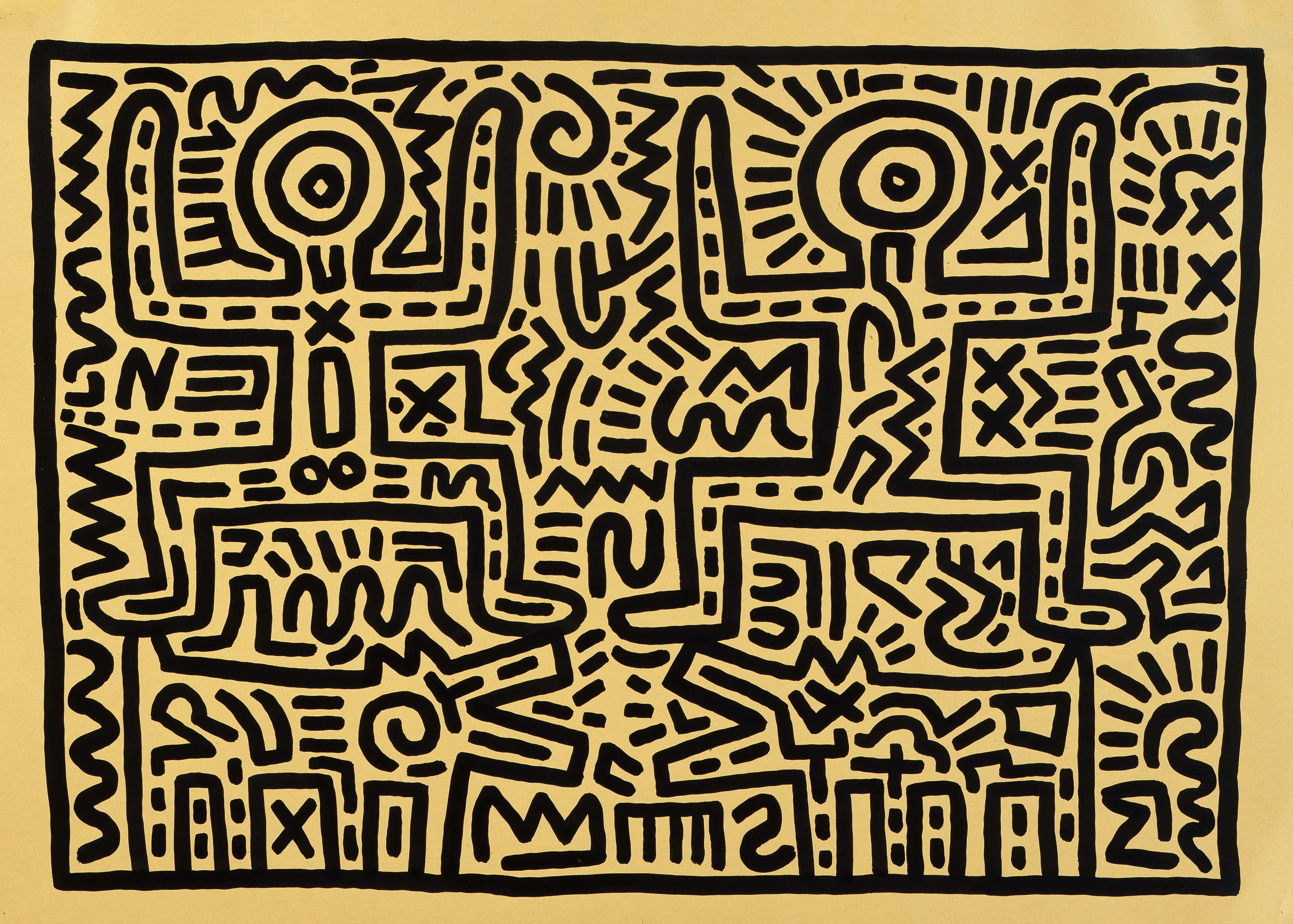 Keith Haring, abstract geometric shapes, organic shapes, 2K Desktop Wallpaper