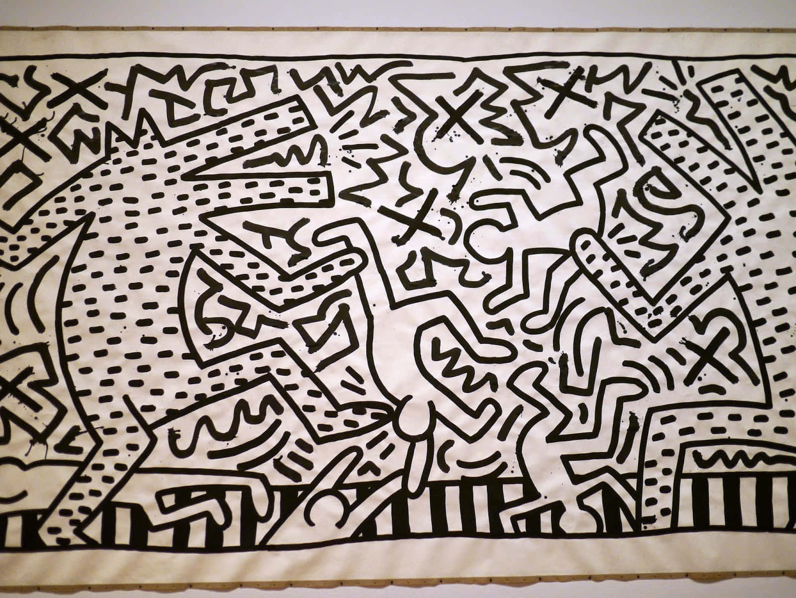 Keith Haring, black and white, abstract artwork, HD Desktop Wallpaper