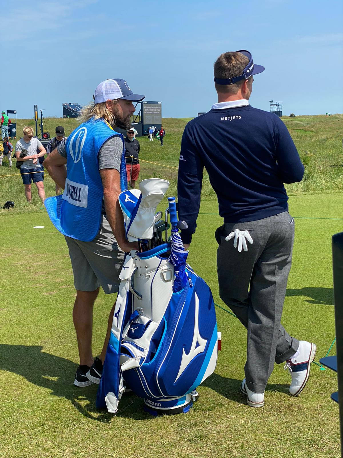 Keith Mitchell, caddie, blue bag, HD Phone Wallpaper