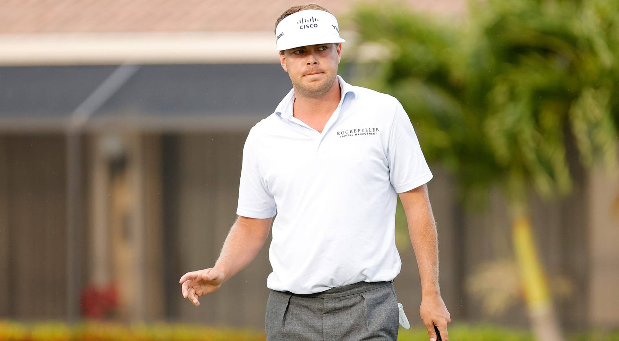 Keith Mitchell, white polo, visor, Full HD Desktop Wallpaper