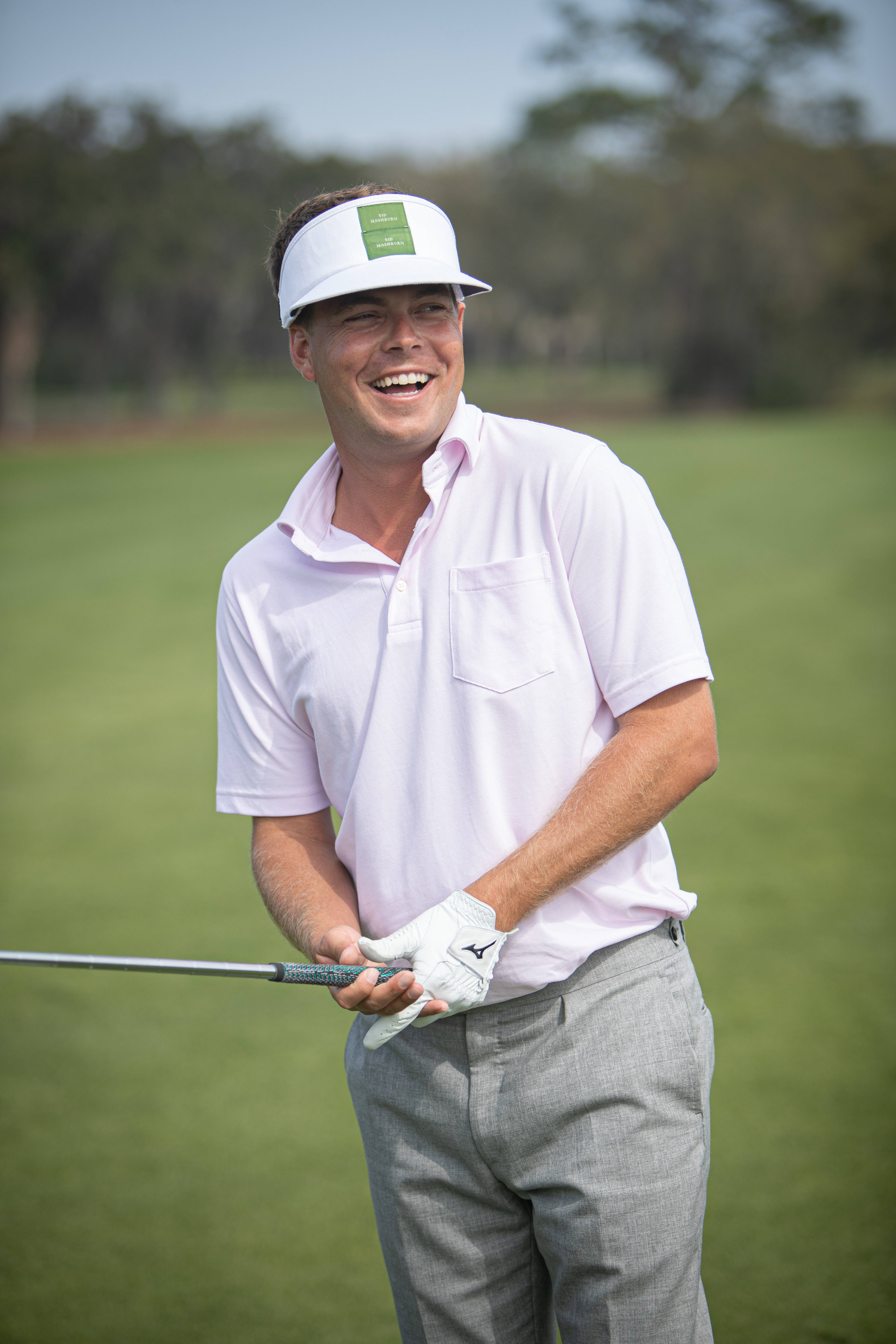 Keith Mitchell, light pink polo, white visor, 5K Phone Wallpaper