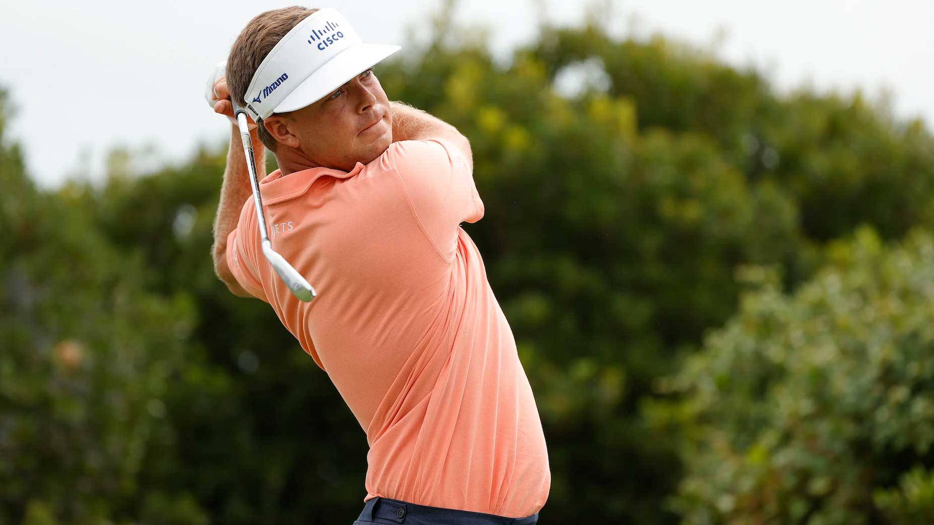 Keith Mitchell, peach shirt, white visor, HD Desktop Wallpaper