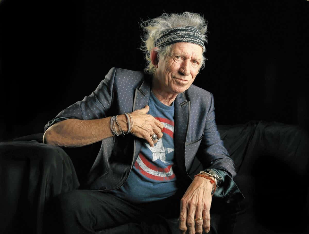 Keith Richards, wild gray hair, patterned headband, SD Desktop Wallpaper