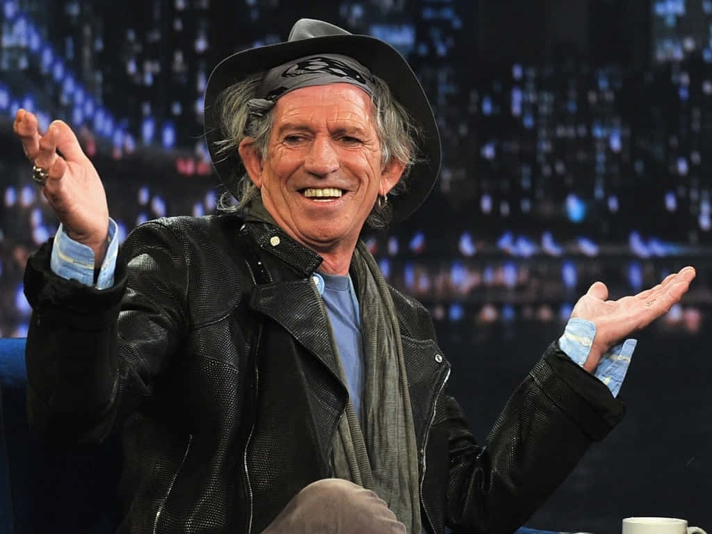 Keith Richards, black hat bandana, leather jacket, SD Desktop Wallpaper