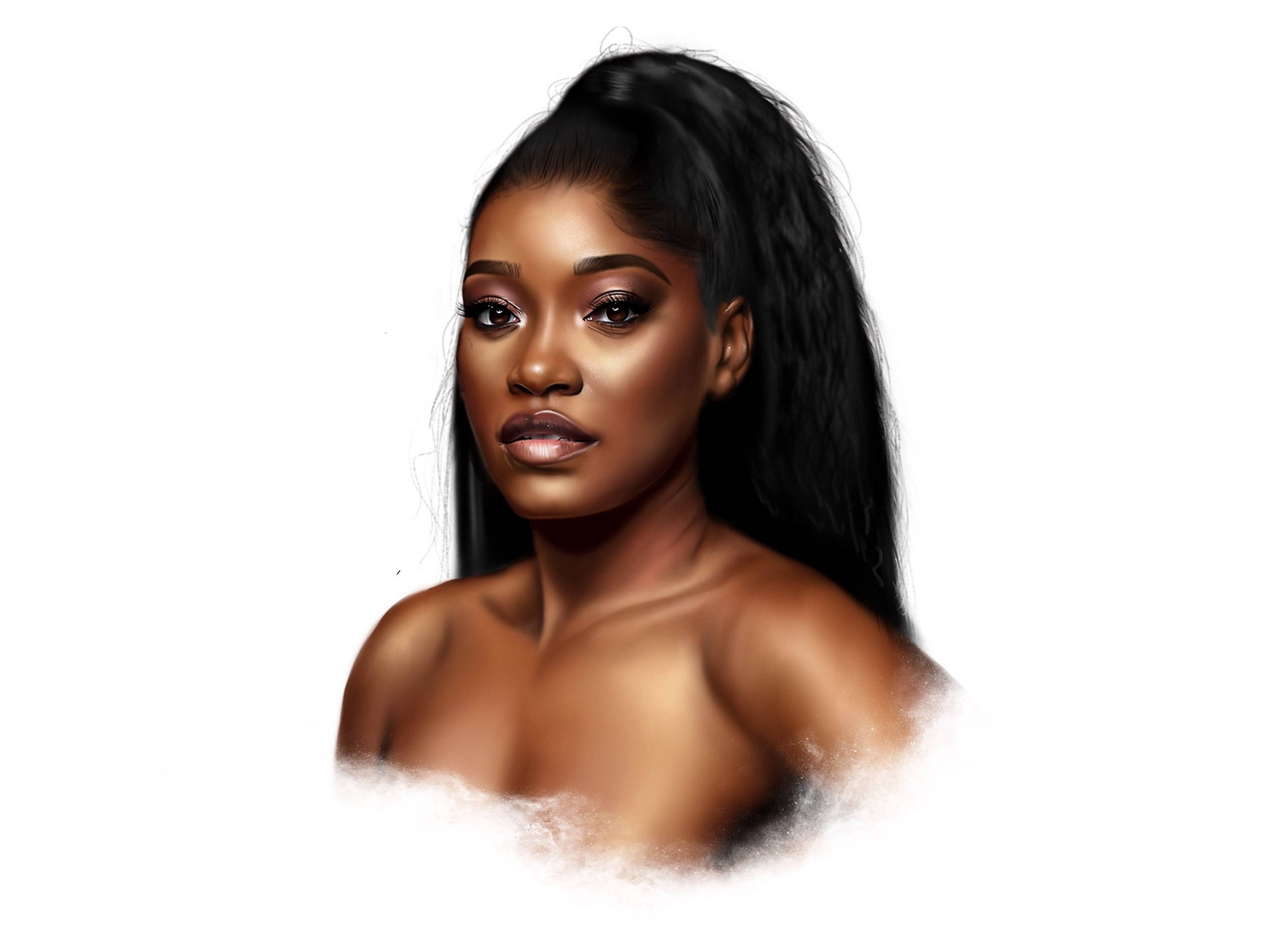 Keke Palmer, long black hair, soft makeup, Full HD Desktop Wallpaper
