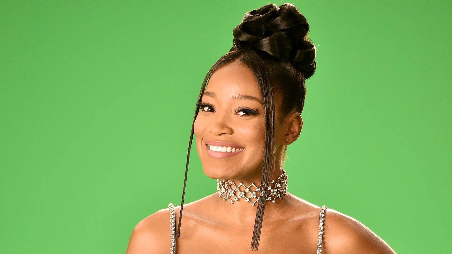 Keke Palmer, high bun, dangling strands, Full HD Desktop Wallpaper
