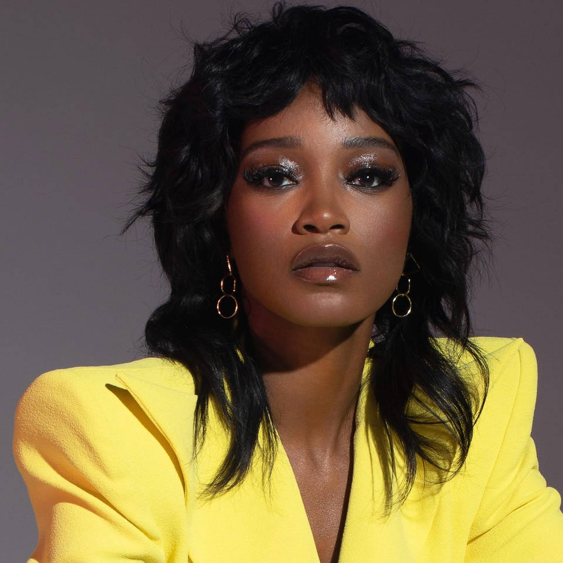 Keke Palmer, voluminous black hair, glittery eyes, Full HD Desktop Wallpaper