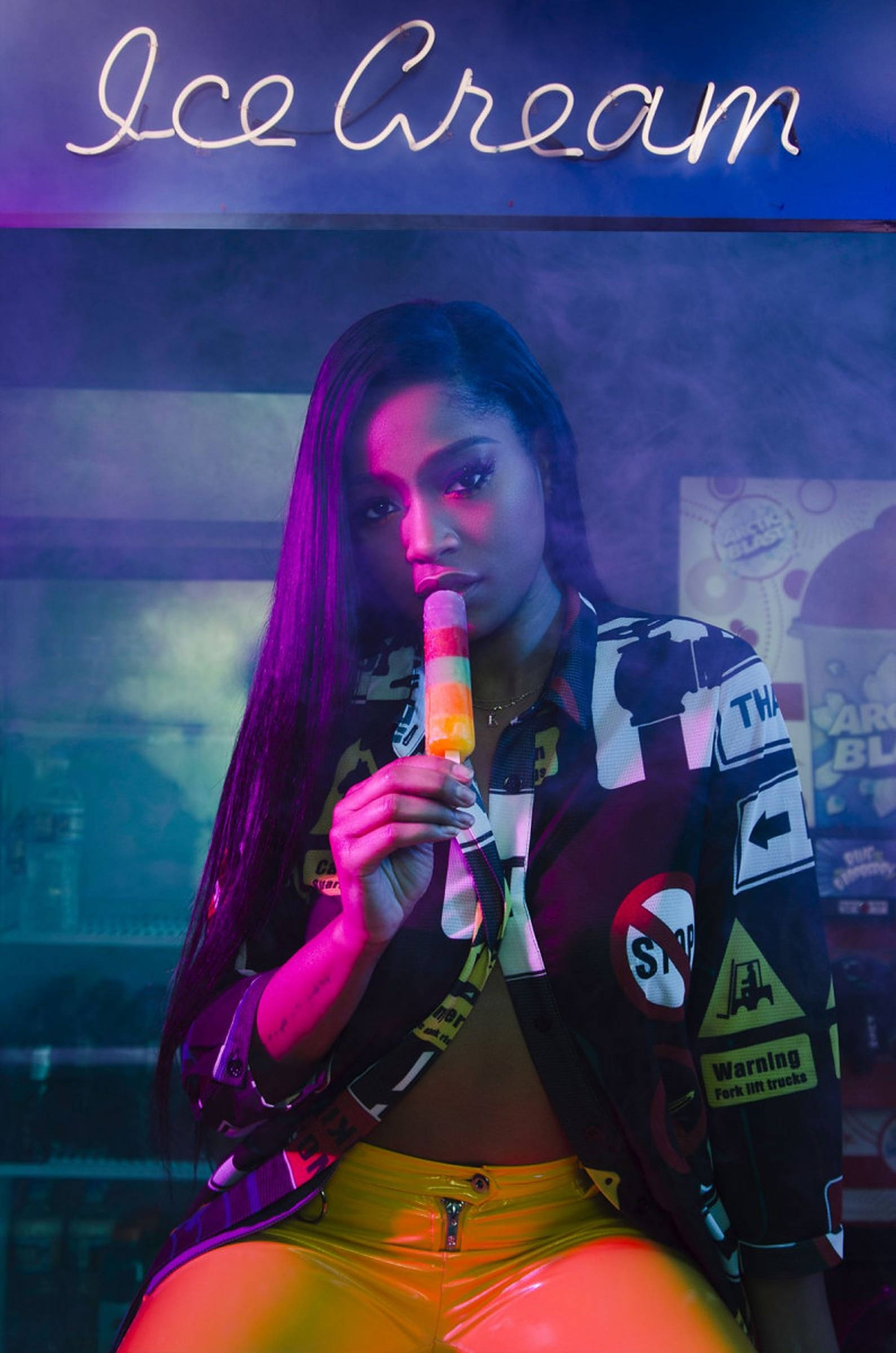Keke Palmer, neon purple, neon pink, Full HD Phone Wallpaper