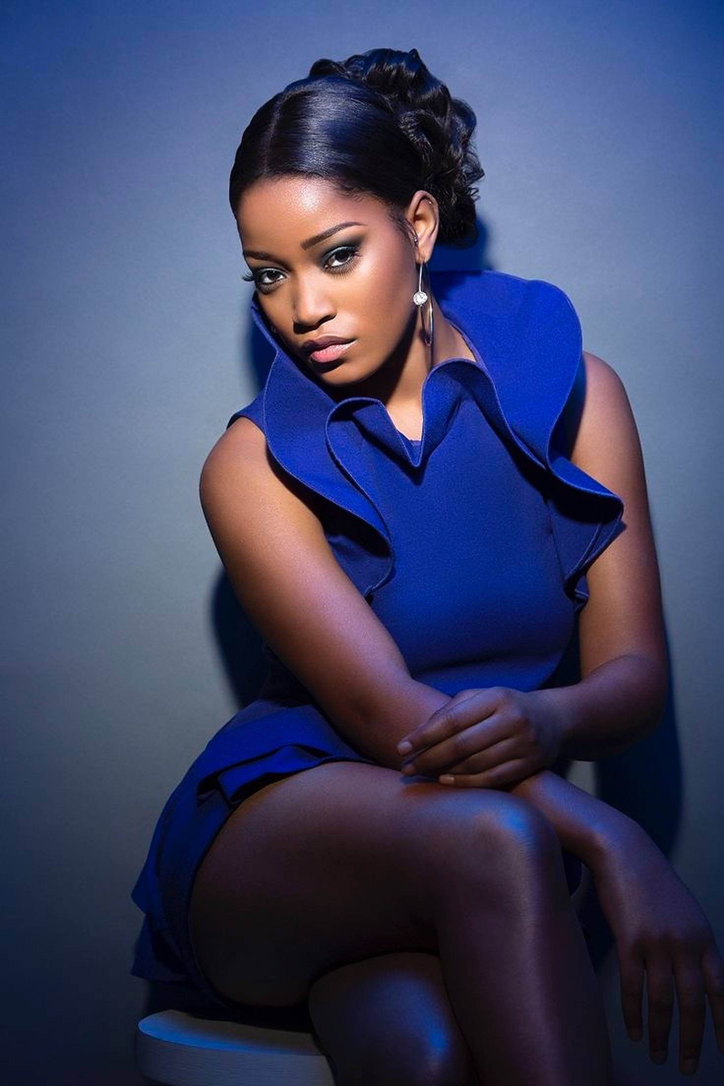 Keke Palmer, blue gown, bold blue dress, Full HD Phone Wallpaper