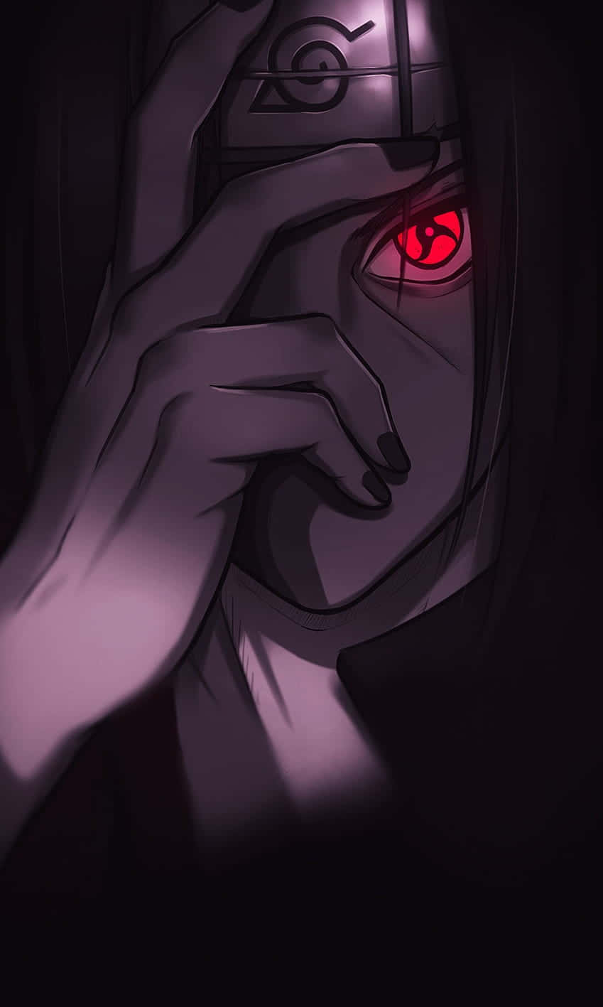 Kekkei Genkai, glowing red eye, shadowy purple lighting, HD Phone Wallpaper
