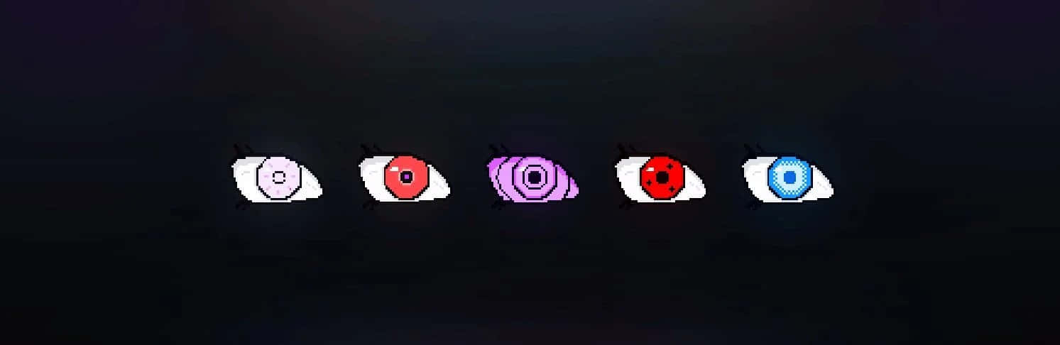 Kekkei Genkai, pixelated anime eyes, glow, HD Desktop Wallpaper