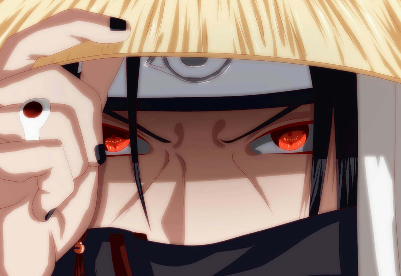Kekkei Genkai, glowing red eyes, straw hat, HD Desktop Wallpaper
