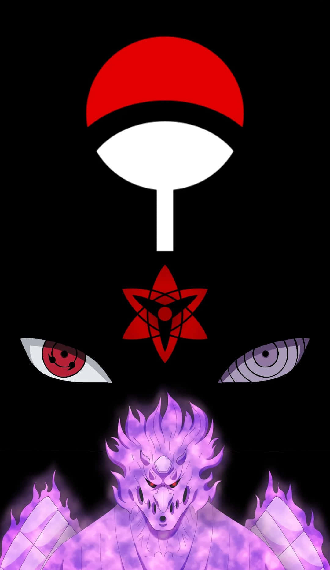 Kekkei Genkai, purple flames, three distinct eyes, HD Phone Wallpaper