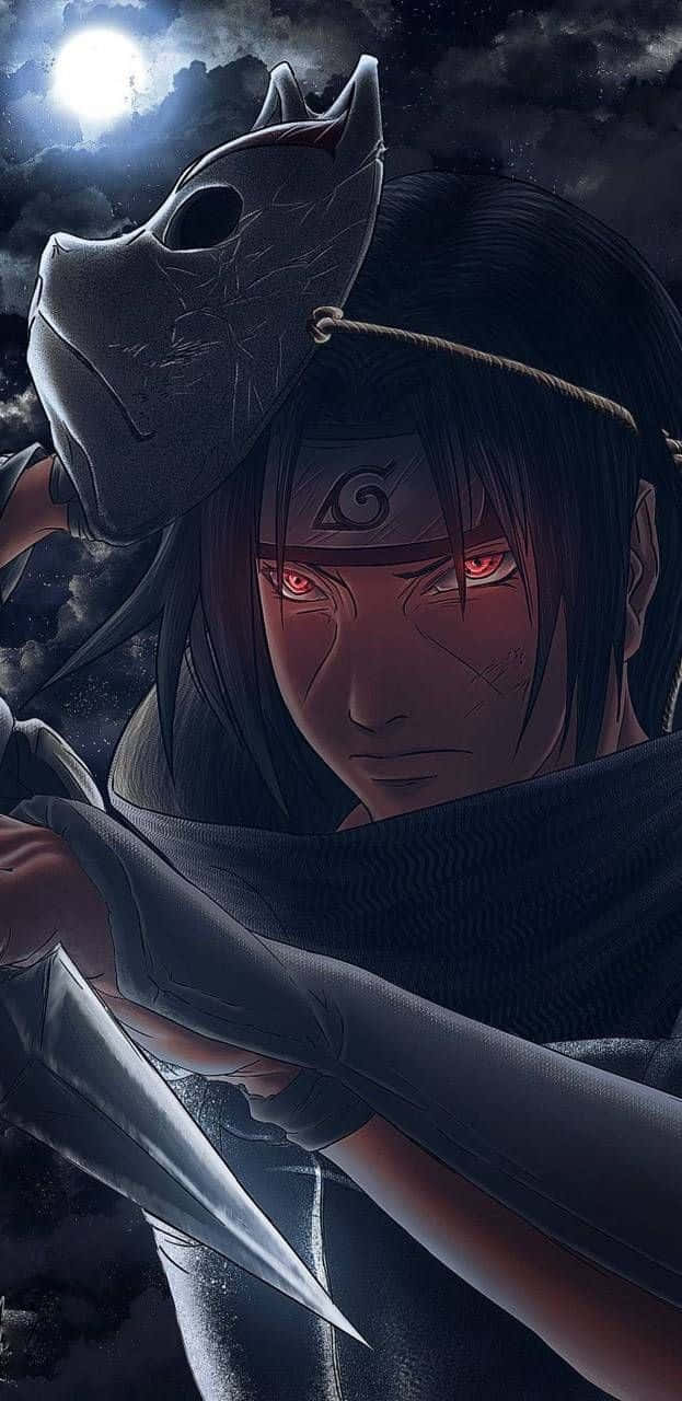 Kekkei Genkai, masked anime warrior, glowing red eyes, HD Phone Wallpaper