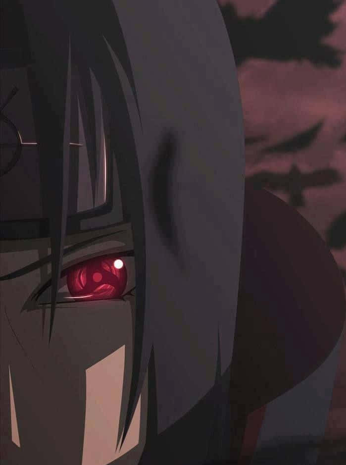 Kekkei Genkai, glowing red eye, dark hair, SD Phone Wallpaper