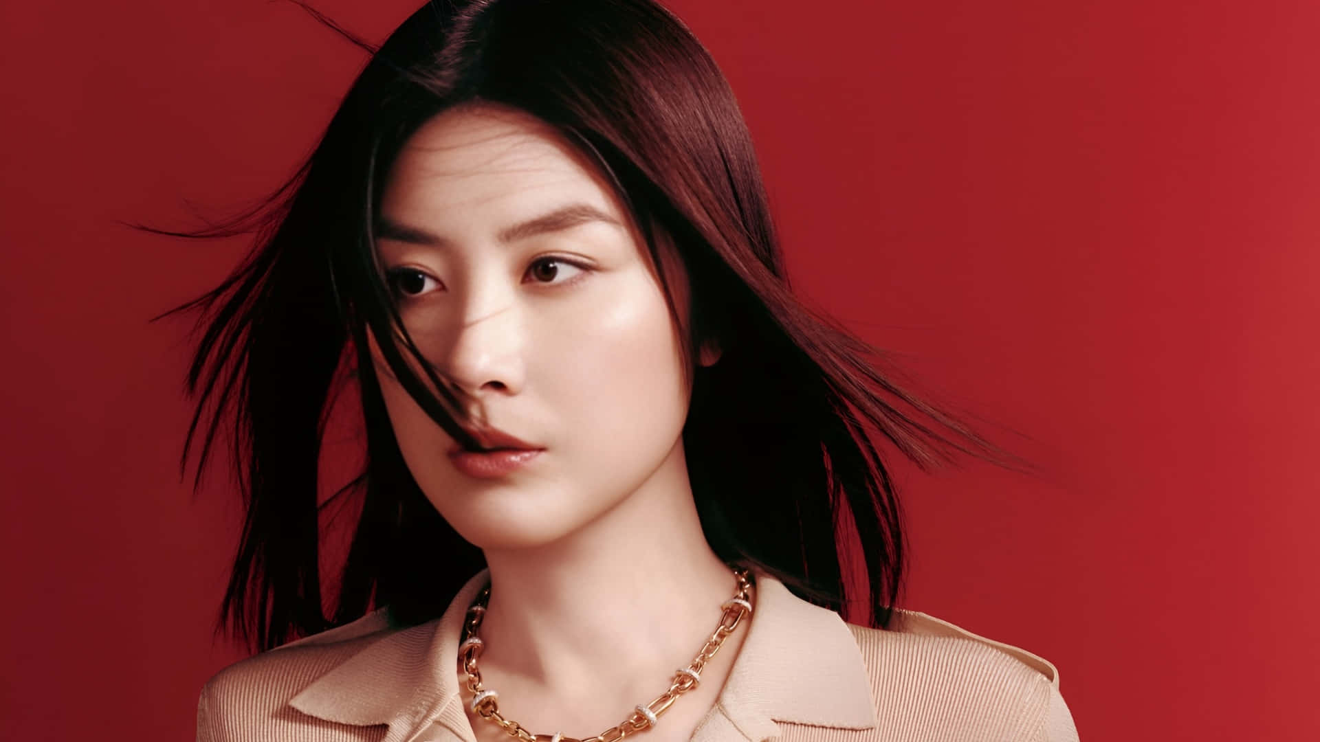 Kelly Chen, dark hair, beige blazer, Full HD Desktop Wallpaper