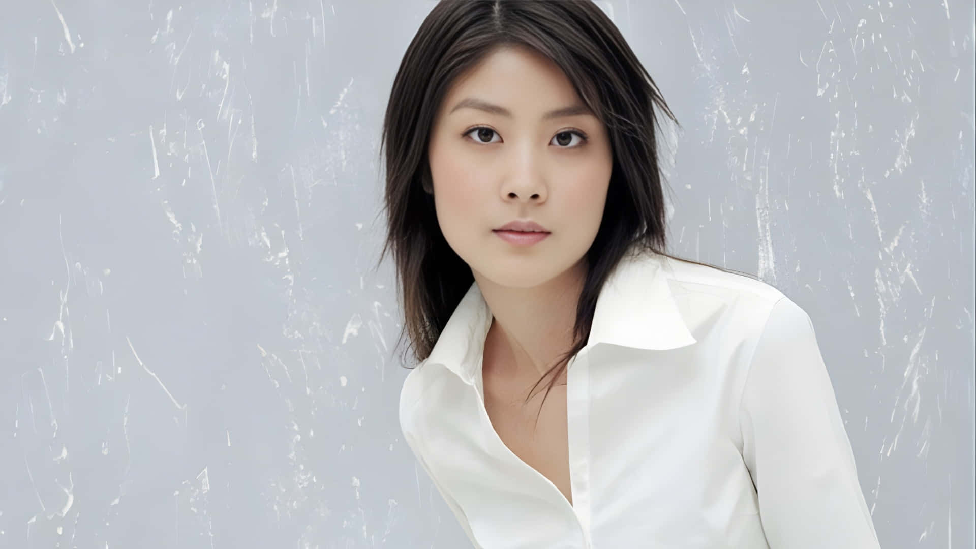Kelly Chen, dark hair, crisp white shirt, Full HD Desktop Wallpaper