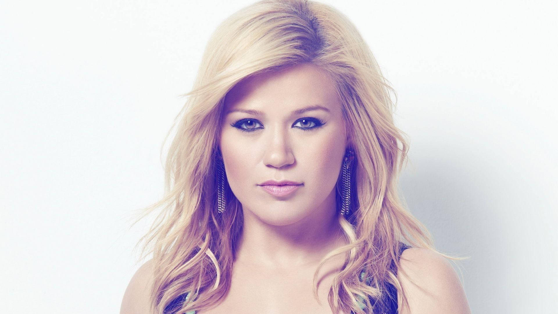 Kelly Clarkson, blue light, gloving under blue spotlight, Full HD Desktop Wallpaper