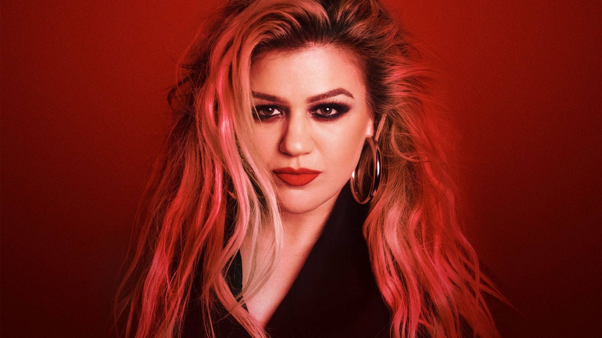 Kelly Clarkson, vibrant red dress, tousled pink and blonde hair, Full HD Desktop Wallpaper