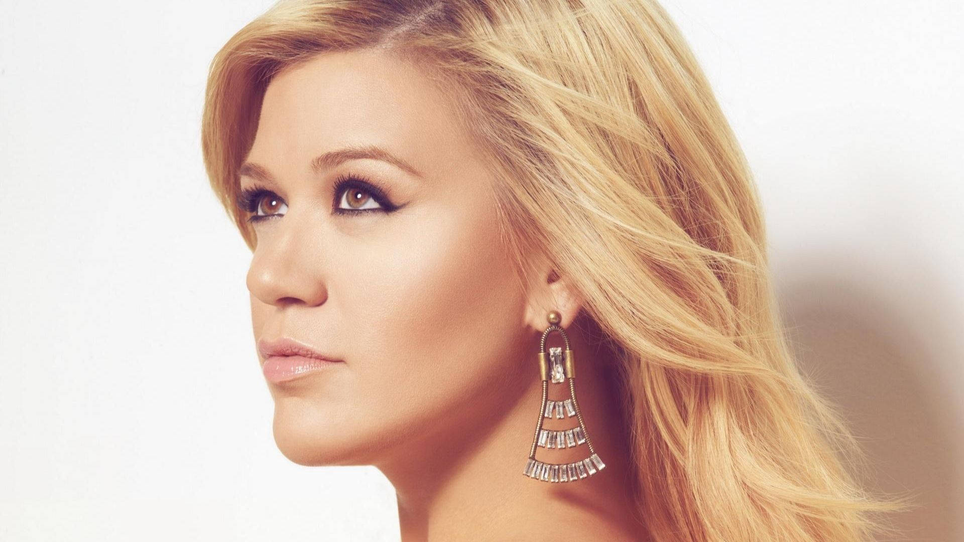 Kelly Clarkson, blonde woman, striking makeup, Full HD Desktop Wallpaper