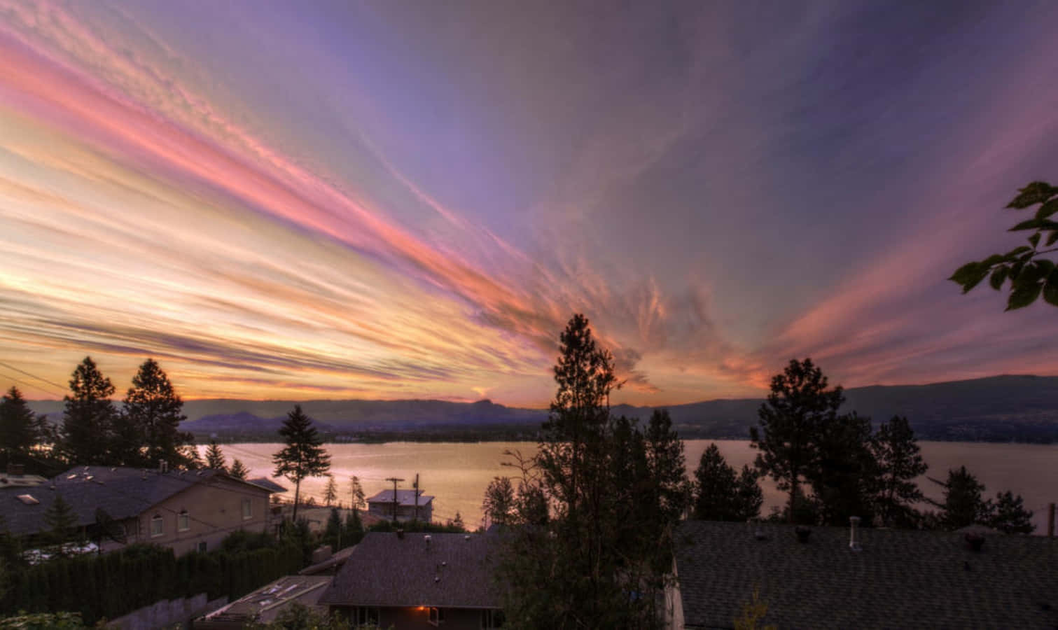 Kelowna, sunset, pink orange and purple, HD Desktop Wallpaper