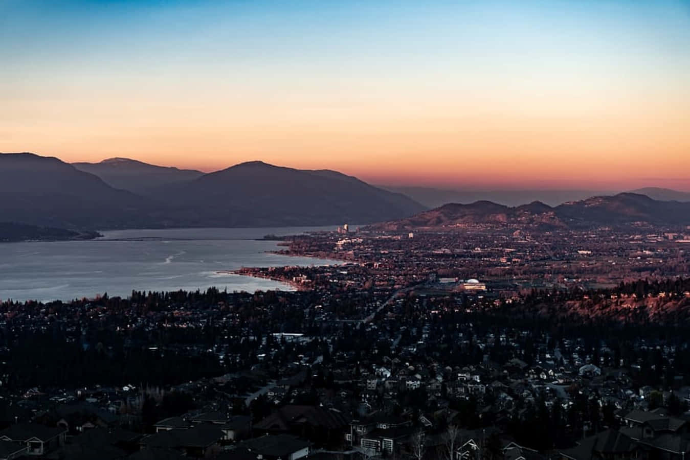 Kelowna, sunset, lake, HD Desktop Wallpaper