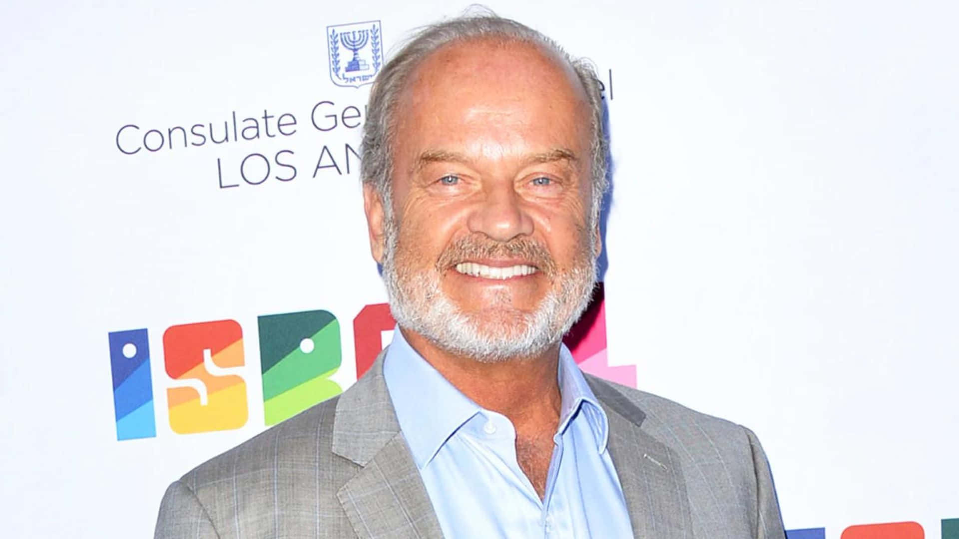 Kelsey Grammer, gray suit, light blue shirt, Full HD Desktop Wallpaper